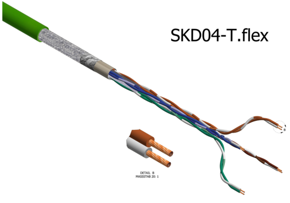 Network cable SKD04-T.flex: iso view
